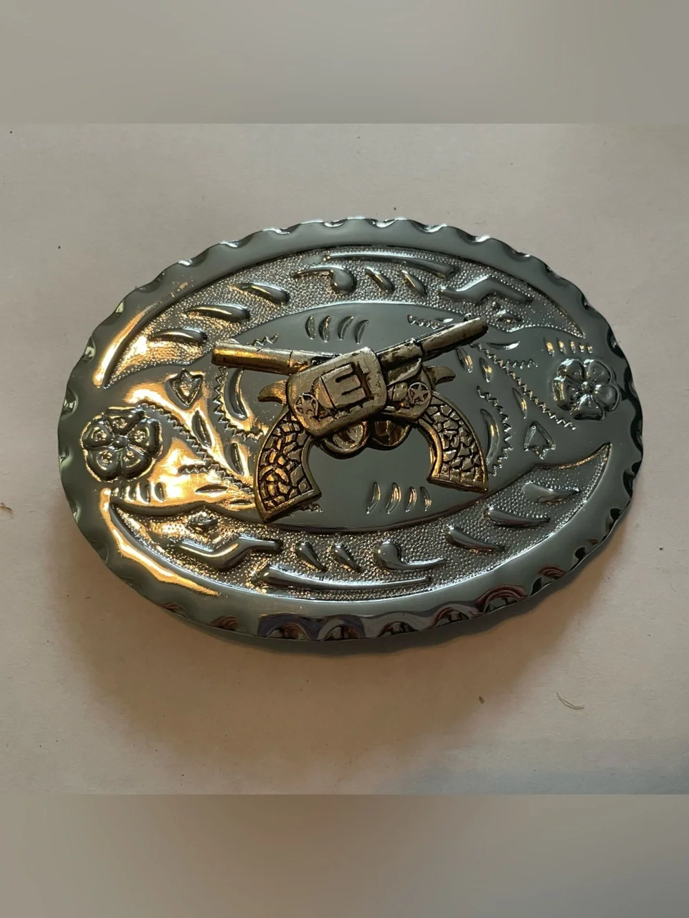 Vintage Crossed Guns Belt Buckle
